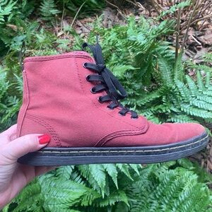 Dr. Marten Maroon Ankle Boots ShoreDitch Canvas Air Wave 6